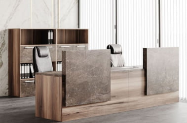 Шкаф средний с вертикальной нишей B-TONE BTN36151042 Вяз Бетон темный