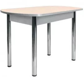 Стол обеденный Европейский ХРОМ 1 кат. белый глянец ЛДСП белый