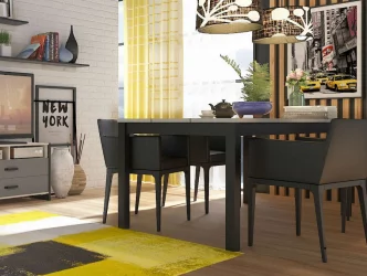 Гостиная Техно №1 Дуб Крафт белый/Серый шифер