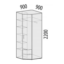 Шкаф для одежды угловой (правый) Мегаполис 55.03 Сосна Астрид