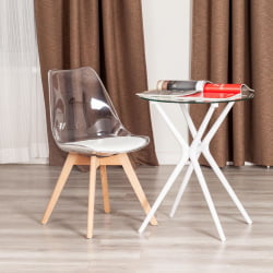 Стул TULIP (mod. 73-1) дерево/пластик/экокожа, 47,5x55x80 см, Прозрачный (Transparent)