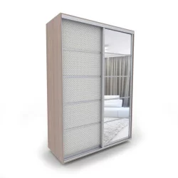 Современный шкаф-купе с зеркалом Акцент-Квадро КВ 1200х600 Шимо светлый/Хром