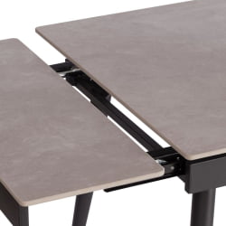 Стол обеденный Lord Grey/Лорд Грей столешница керамика (матовая) /опоры металл, светло-серый/черный, (120+30+30)x80x75 см