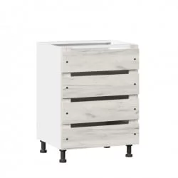 Тумба кухонная 600 с 3 ящиками ЛЮКС (4) Винченца ЛД 234.910.000.017 Тип 2 Белый Дуб Крафт белый