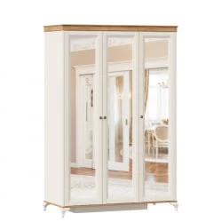 Шкаф трехстворчатый с зеркалами Вилладжио Алебастр/Дуб золотой