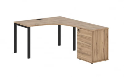 Стол эргономичный с тумбой правый EDIS EUCET 1318 R Дуб Денвер светлый Черный