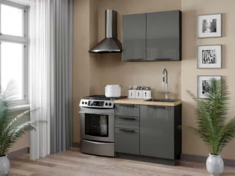 Кухонный гарнитур Герда №2 Чёрный/Антрацит глянец