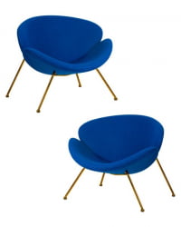 Кресло дизайнерское ДОБРИН ЕМИЛЙ (синяя ткань АФ6, золотое основание) 2 шт / DOBRIN EMILY AF6,