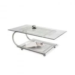 Стол журнальный Дуэт 10 Металлик/ прозрачное