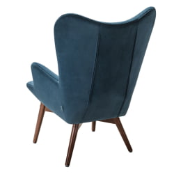 Кресло Хайбэк синий/т.орех