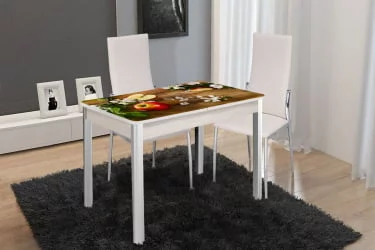 Стол раздвижной 1,35 Триумф, СТЕКЛО, опоры полуовал ХРОМ, Беленый дуб/282071285