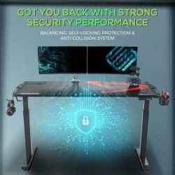 Геймерский стол c электрической регулировкой по высоте EUREKA ERK-EGD-S62B Черный с RGB