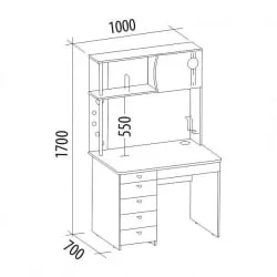 Письменный стол с полками и ящиками Орион 8.10 Ясень Шимо-Кобург-Капучино