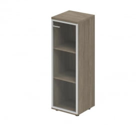 Шкаф средний со стеклом, задняя стенка ЛДСП (правый) Винг ВН.812.ОД.АЛ.Р Дуб темный / Wing WN.812.OD.AL.R