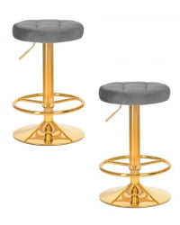Табурет барный ДОБРИН БРУНО ГОЛД (серый велюр (МДЖ9-75)) 2 шт / DOBRIN BRUNO GOLD (MJ9-75))