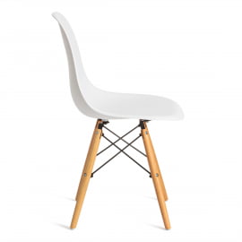 Стул CINDY (EAMES) (mod. 1801) дерево бук/металл/сиденье пластик, 45x51x82 см, White (белый)