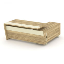 Стол руководителя с опорной тумбой, левый Corner COR.SRT-18(L) Гикори Песочный Ваниль