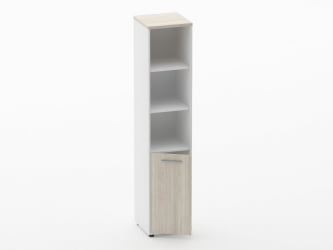 Шкаф 4 узкий верх открытый, низ закрытый Дека 10.19.11Л Дуб Сантана светлый/Белый / Deka