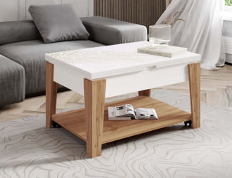 Журнальный стол-трансформер Агат 34 (03) Белый шпон-Дуб Вотан