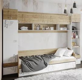 Детская кровать для мальчика Оксфорд ТД-139.12.01 Ривьера Белый с рисунком