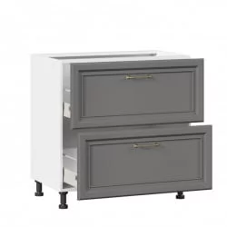 Тумба кухонная 800 с 2 ящиками ЛЮКС (4) Джелатто ЛД 241.920.000.123 Белый Оникс серый