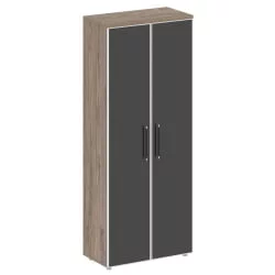 Шкаф высокий широкий со стеклянными дверцами SHIFT SK.ST-1.10R black Тиквуд Темный/Антрацит