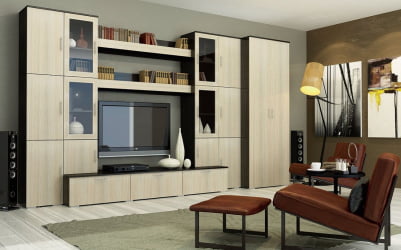 Стенка-горка в гостиную Бордо со шкафом Венге Дуб