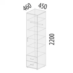 Шкаф-пенал (прав) Эверест 500.22 Дуб Кронберг/Белый шпон