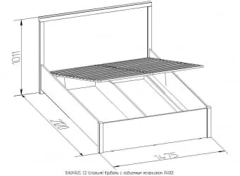 Кровать с подъемным механизмом (1400) BAUHAUS 3.2 Дуб Сонома/Орех шоколадный(спальня)