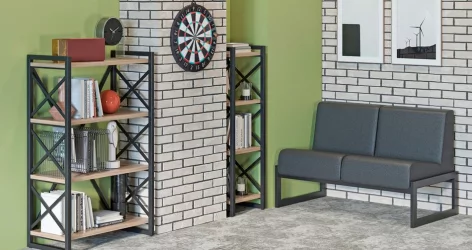 Стеллаж на регулируемых опорах - 4 полки LOFT VR.L-MST.O-4.8 Металл черный Дуб Аттик