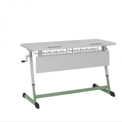 Парта двухместная НОМАД В с ручной регулировкой высоты (рост 4-6) Оливковый/Серый / NOMAD V