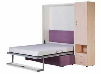 Шкаф-диван-кровать Смарт 1 3-в-1 правый 1400 Белая шагрень