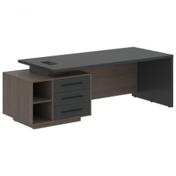 Стол руководителя левый VELION VCT 2390 L Яшма черный Дуб Сильвер