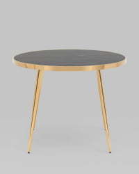 Стол обеденный Гелиос 100*100 стекло черный мрамор сталь Золото