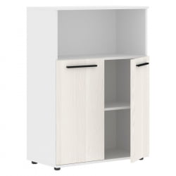 Шкаф с глухими малыми дверьми ЕДИС ЕМCС 85.3 Ясень Траун Черный Белый / EDIS EMCS