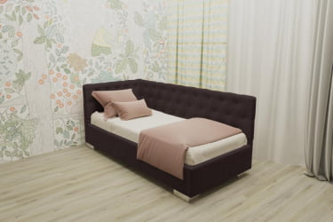 Детская кровать 190 90 ВЕРСАЛЬ С ОРТОПЕДИЧЕСКИМ ОСНОВАНИЕМ (BERHOUSE) Цвет фасада: Капучино; Материал фасада: Металл/Велюр; Спальное место: 900х1900