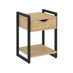 Тумба на регулируемых опорах с ящиком и полкой LOFT VR.L-T1.O Металл черный Тиквуд светлый