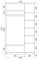 Шкаф-купе с фотопечатью Хит-24-14-77 Париж Ясень шимо светлый
