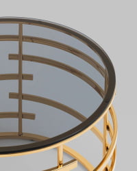 Круглый стол из стекла Инфлюэнс 60*60 стекло smoke сталь Золото