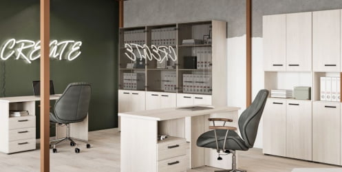 Двери средние стеклянные LEMO L-022 Серый