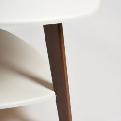 Стол журнальный CAROLL МДФ/дерево, 77*78*50 см, Белый (ножки орех)