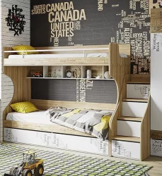 Кровать 2-х ярусная Оксфорд ТД-139.11.01 Ривьера Белый с рисунком