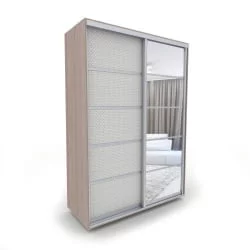 Бежевый шкаф-купе Акцент-Квадро КВ 1000х600 Шимо светлый/Хром