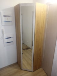 Шкаф угловой с зеркалом Пайн ПП 7 Дуб Ривьера Бетон Пайн