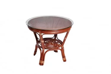 Стол Багама круглый с плетеной столешницей Bahama2 орех матовый