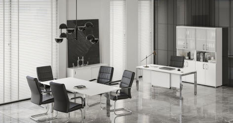 Стол рабочий руководителя на О-образном м/к ONIX DIRECT LUX M-O.MO-SRR-3.8 Белый бриллиант