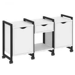 Тумба на колесных опорах наборная. Вариант №7 LOFT VR.L-TN-7.K Металл черный Белый Бриллиант