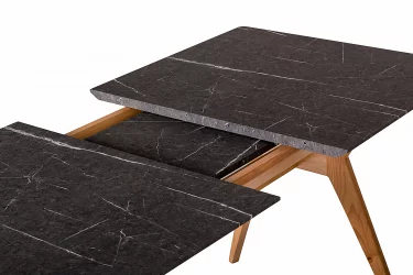 Стол раскладной Нарвик 120-160 ОРЕХ-Мрамор Графит