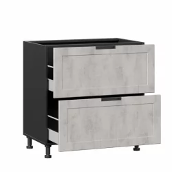 Тумба кухонная 800 с 2 ящиками ЛЮКС (4) Джамис ЛД 296.150.000.052 Черный Белый камень