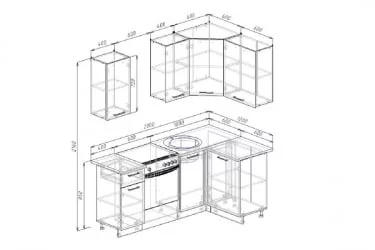 Угловая кухня Гранж 2000х1200